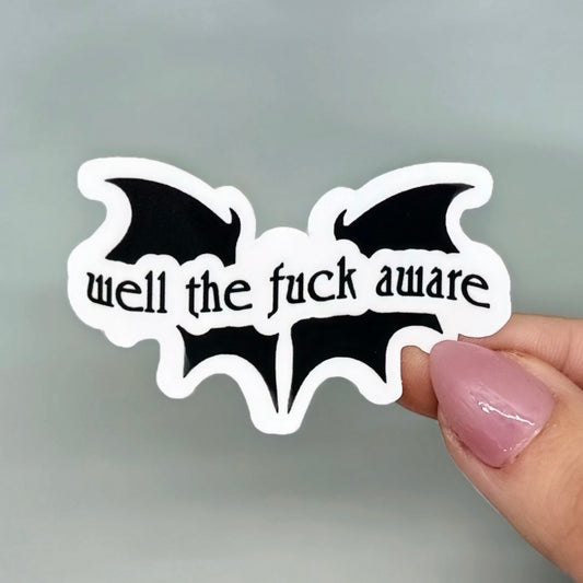 "Well the Fuck Aware" Wings Sticker (Regular)
